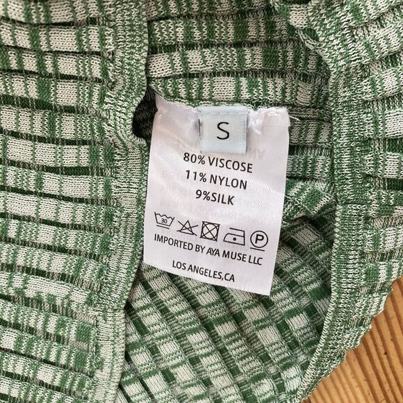 Aya Muse Cut Out Waist Long Sleeve Ribbed Mini Dress Heather Green Size S/2-4 - Picture 8 of 9